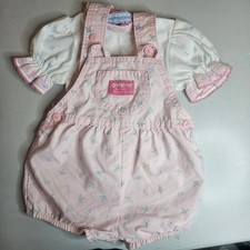 Vintage OshKosh Bgosh Baby Girls Pink Floral Romper Shirt Set Made in USA 18M