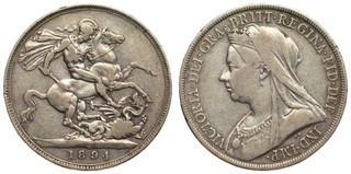 Gran Bretagna 1 corona 1894 Vittoria argento