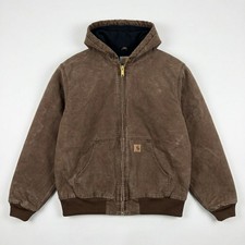 Vintage Carhartt J130 Men's Full-Zip Hooded Jacket Coat Brown Rare XL Tall