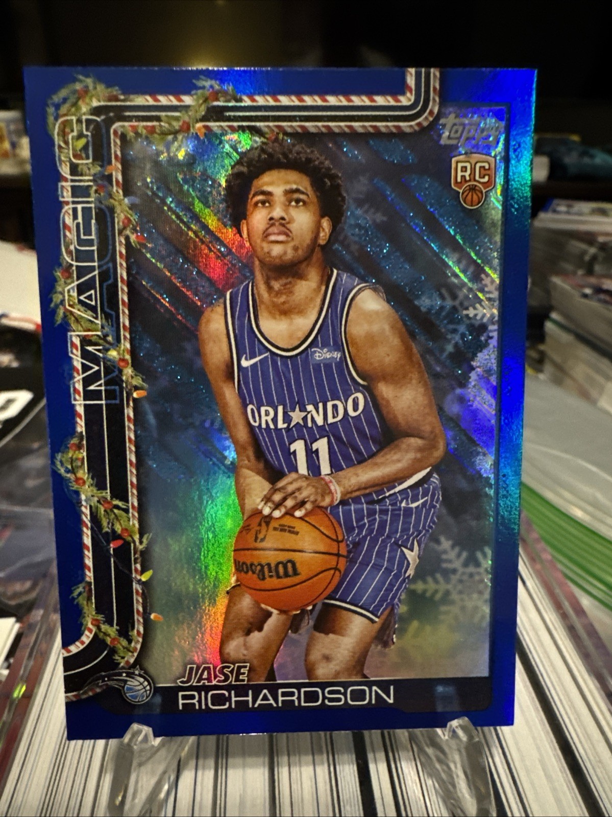 2025-26 Topps Holiday Jase Richardson #H185 Blue Metallic Glitter (RC)