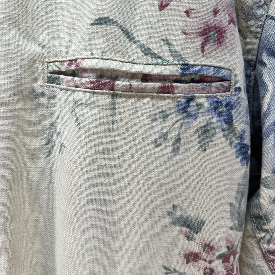 Abrigo Chaqueta Vintage Coldwater Creek Plus 2X Floral Granero Cuello Terciopelo Lona Foto 3 de 4