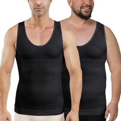 2pc Men's Body Shapewear Slimming Tummy Vest Compression Tank Top Waist Trainer