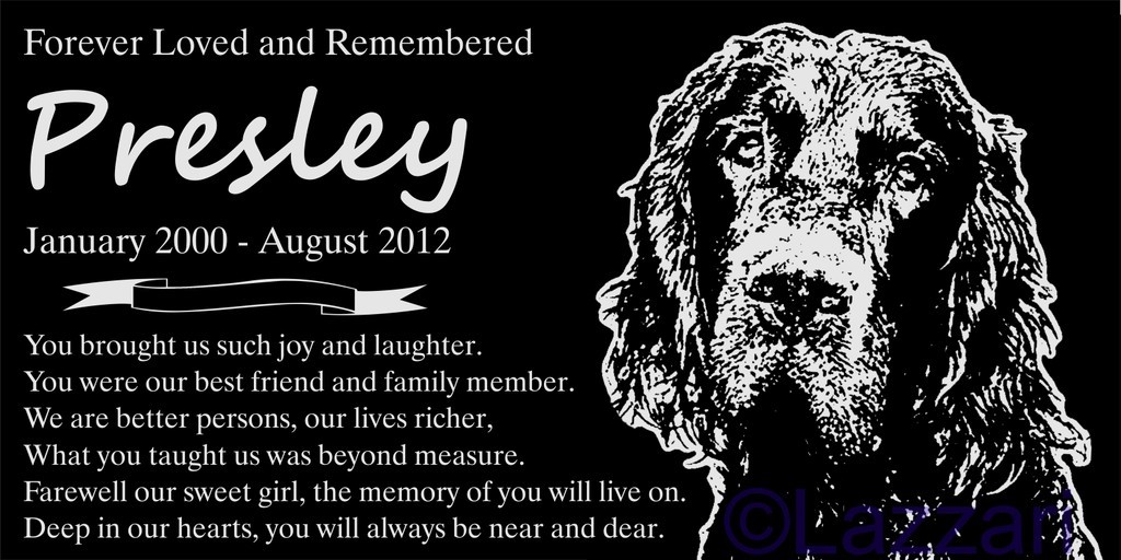 Personalized Gordon Setter Dog Pet Memorial 12x6 Granite Grave Marker Headstone