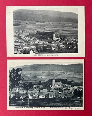 2 x AK BROTTERODE in Thüringen 1920 Stadtansichten mit Kirche   ( 137242