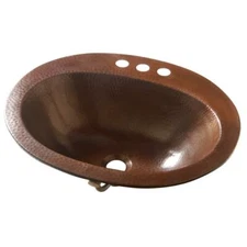 sinkology bathroom sink 20 in. oval drop-in faucet holes rustic aged copper