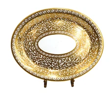 Spode England Porcelain Oval Dish Geometric and Gilt Leaves #609 circa 1820