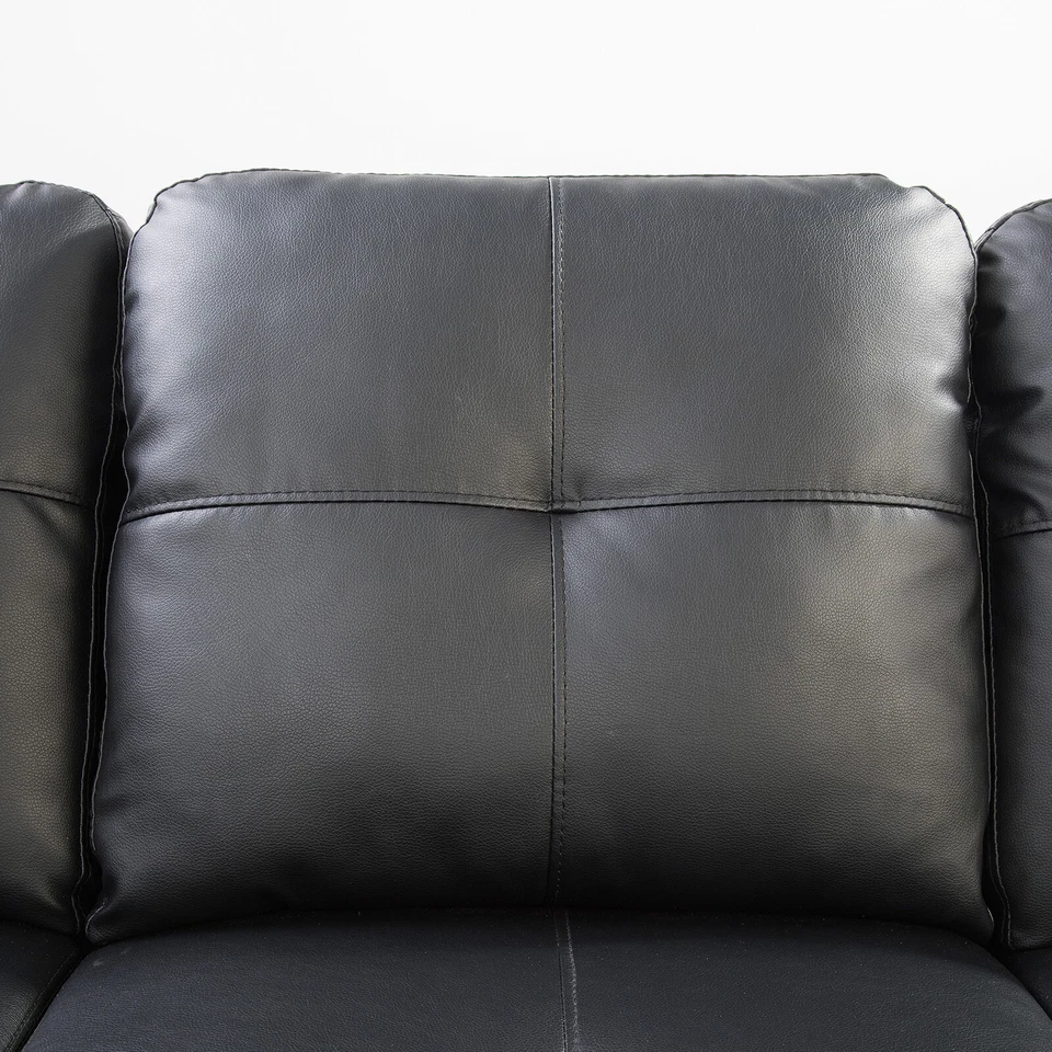 Juego de sofá seccional de cuero sintético en forma de L sofá de sala de estar otomano de almacenamiento de PU Foto 3 de 4