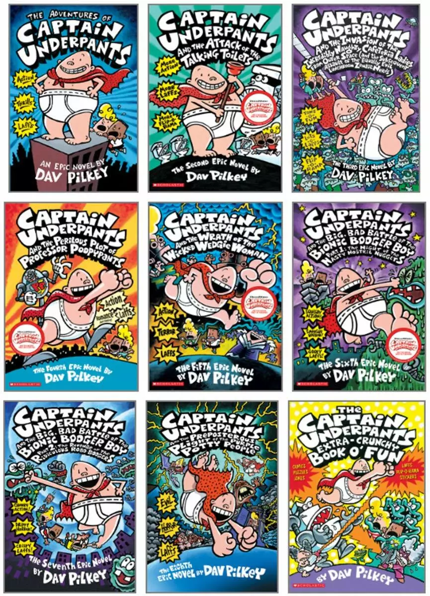 Captain Underpants 10 Books Collection Boxset By Dav Pilkey NEW