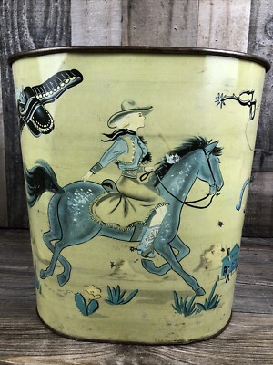 Vintage MCM 1950's Hopalong Cassidy Annie Oakley Western Metal