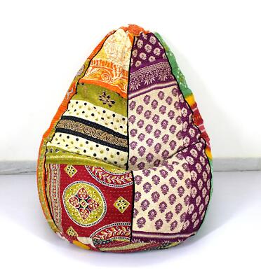 Handmade Cotton Floral Kantha Hippie Bohemian Decorative Embroidered Bean Bag