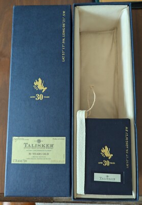 Talisker 30 Years Old Single Scotch Malt Scotch Whisky Collectible Box & Book