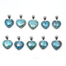 Turquoise 10 Pcs Gemstone Ethnic Handmade Lot Jewelry Heart Mix Pendant Lot-2644