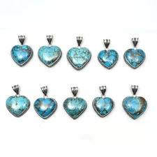 Turquoise 10 Pcs Gemstone Ethnic Handmade Lot Jewelry Heart Mix Pendant Lot-2644