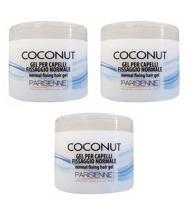 Set 3pz Gel Capelli Parisienne Cocco 500ml - Tenuta Flessibile e Naturale