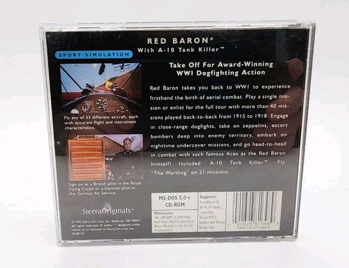 Red Baron PC CDROM MS DOS Sierra Originals Jewel Case con simulazione manuale 1996 - Foto 2 di 4