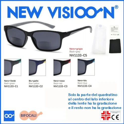 OCCHIALI DA LETTURA DA SOLE Graduati Bifocali Protezione 100%UV TR90 - Immagine 3 di 4