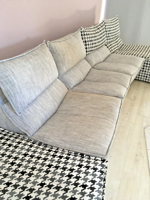 Calia Italia Sofa kariert schwarz weiss grau Couch Garnitur sitz design Hocker 