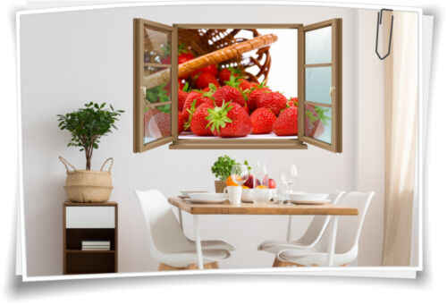 Wand-Tattoo Wand-Bild Fenster Erdbeeren Korb Früchte Obst Essen Nahrung Folie - Bild 1 von 2