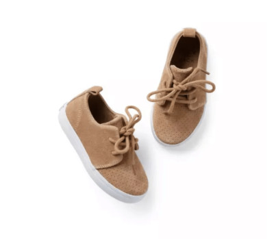 Janie and Jack Suede Perforated Sneaker in Tiger's Eye Size 5