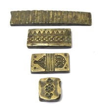Set of 4 Vintage metal Jewelry mould Stamp dye Global art antiques. G46-92