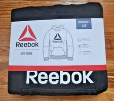 NWT Reebok cotton blend DELTA hoodie black kid Sz 4/5 XS/XCH relaxed fit
