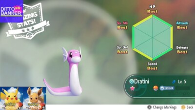 Pokemon Let's Go Pikachu/Eevee ✨SHINY DRATINI Lv100 6IV/AV SHINY