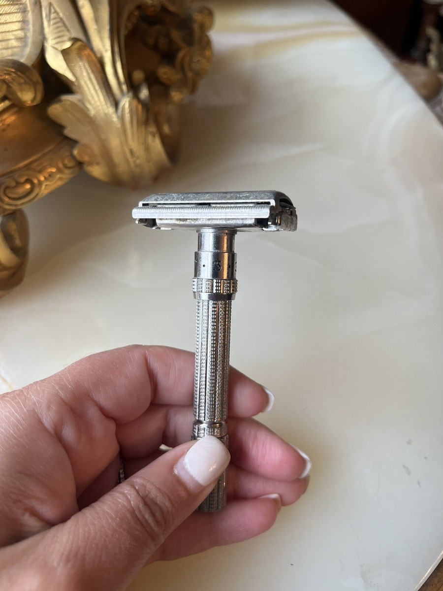 Vintage Gillette Adjustable 1-9 Safety Razor Mechanical Nickel
