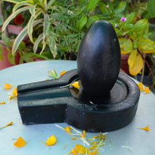 Marble Shiva Lingam 4" with 6" Yoni Base Jalaheri Narmada River Shivling Idol