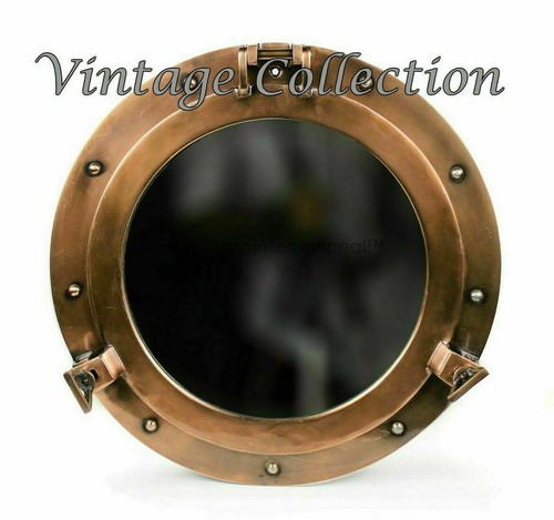 Antik Messing Bullauge Fenster Maritim Maritim 15" Schiff Spiegel Wanddeko Geschenk - Bild 2 von 6