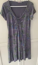 Fresh Produce Rayon  Blend  Short Sleeve Floral  Ruched Dress Size M