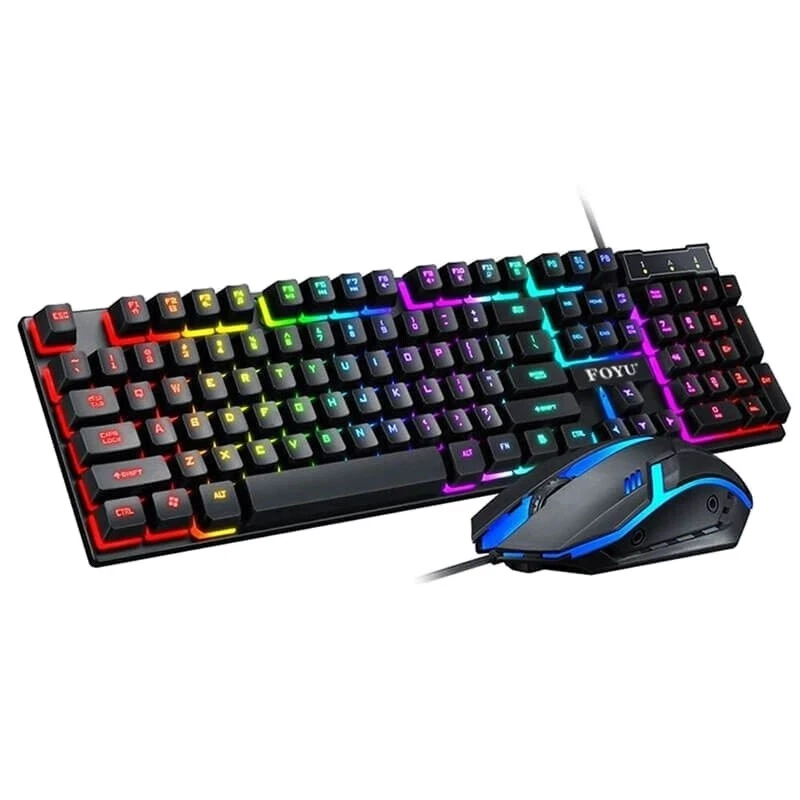 KIT COMPLETO TASTIERA MOUSE USB LED GAMING KEYBOARD RGB Retroilluminata PER PC