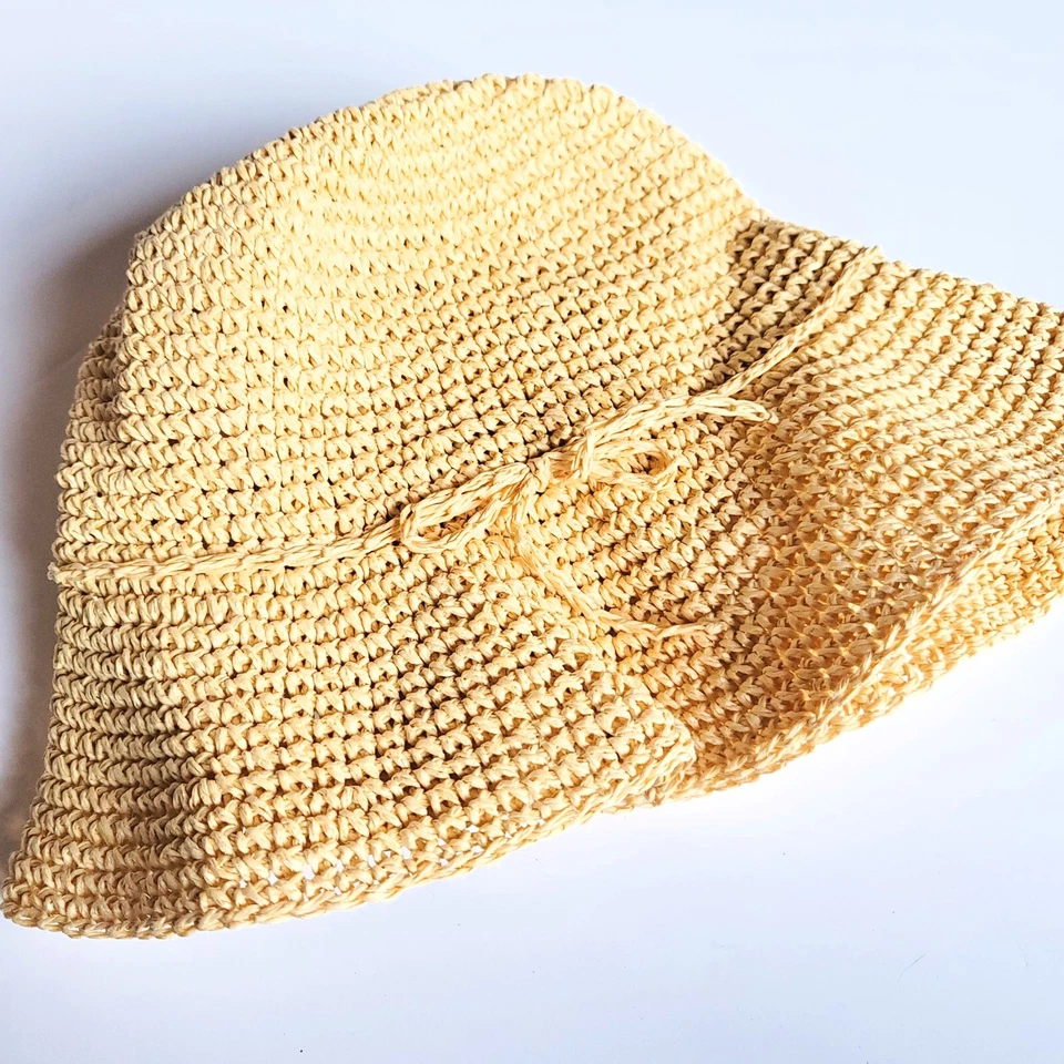 Gymboree Niñas Talla L 8 en adelante Ráfaga de Primavera Crochet Paja Sombrero para el Sol Bronceado Nuevo con Etiquetas Grande Foto 2 de 2