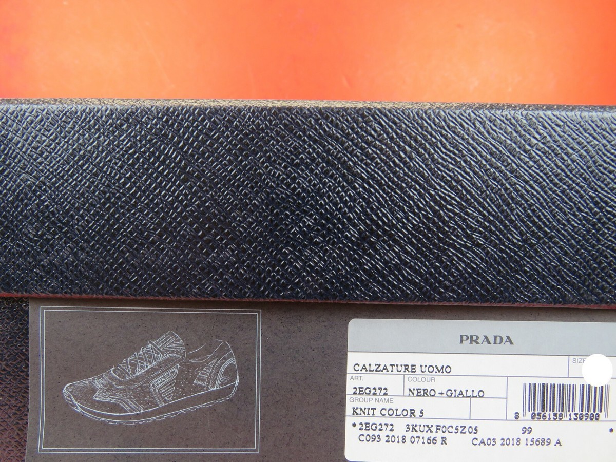 PRADA 2EG272 YELLOW BLACK FABRIC TRAINERS KNIT LOGO LACE UP SNEAKERS 8.5 US 9.5 Prada 2EG272 YELLOW BLACK FABRIC TRAINERS KNIT LOGO SNEAKERS  main image 2