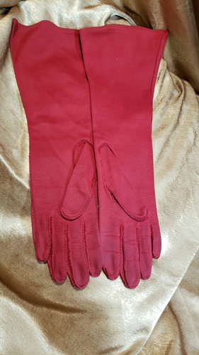 Vintage Wear-Right #120 Double Woven Cotton Womens Red Evening Gloves Sz 6 1/2 - Picture 3 of 8