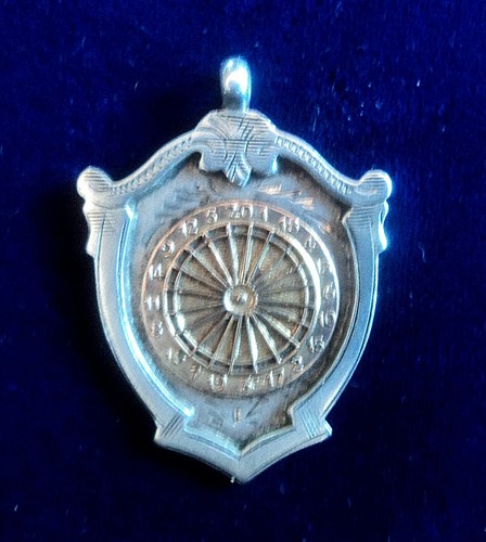 Vintage Silver & Gold Darts Medal / Watch Fob 1939 - Y.P. Kirkby A.R.W.D.L