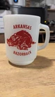 Vintage Anchor Hocking Arkansas Razorbacks Milk Glass Mug