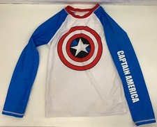 Marvel Captain America Boys Child Long Sleeve Rashguard Size M Medium 10-1
