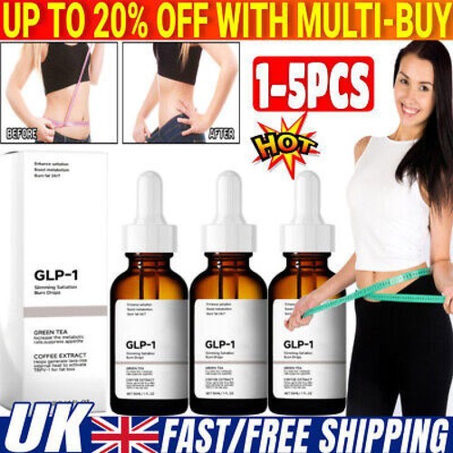 1-5X GLP-1 Weight Loss Fat Burner Drops Diet Supplement Slimming Drops 30 ml~