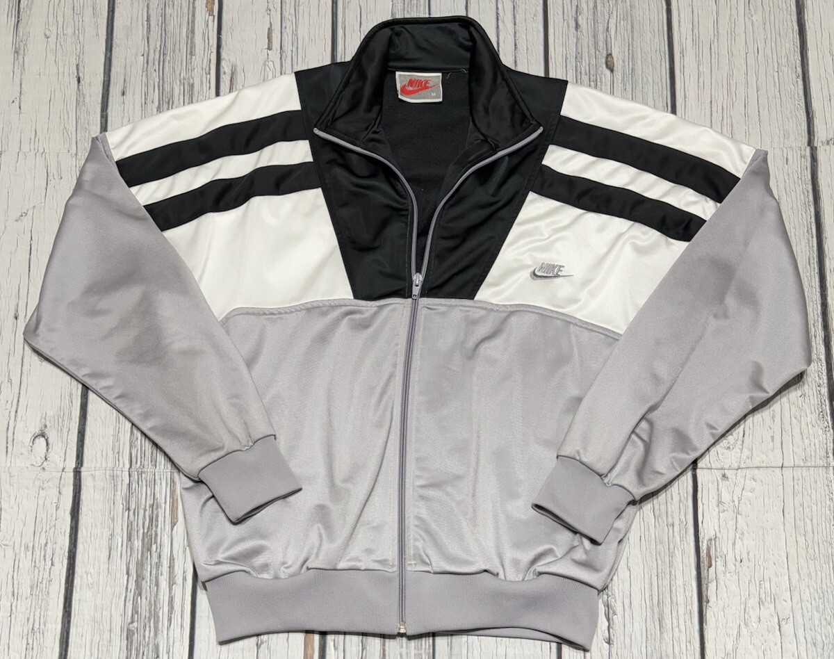 ウェア VINTAGE NIKE SPORT SPORT 80s MADE IN USA Vintage Nike 80's Track Running Black Gray Full Zip Jacket Men's