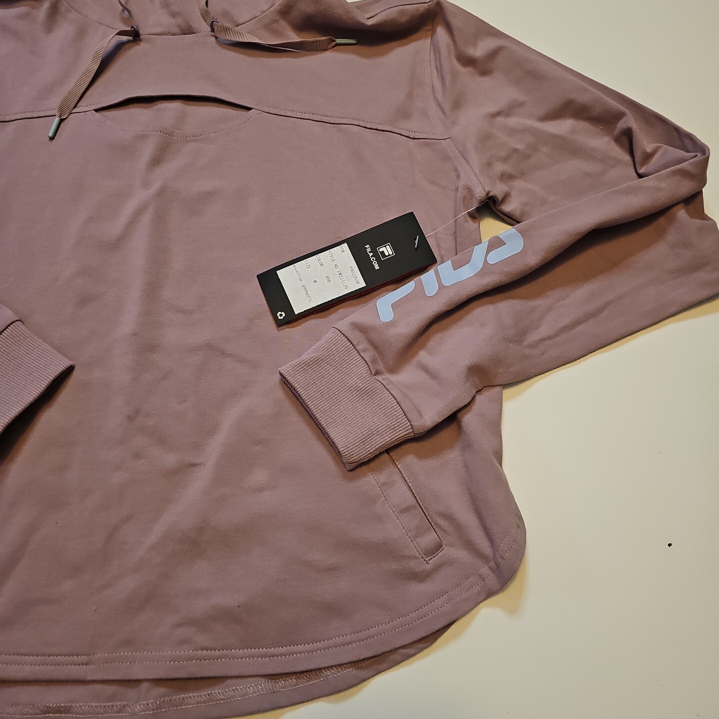 Felpa con cappuccio pullover donna media Fila Hypnotic viola manica lunga nuova con etichetta