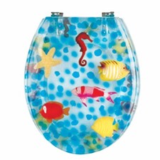 Polyresin Toilet Seat Sea Horse Adjustable Elongated Chrome Hinge
