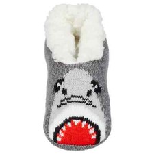 Northeast Outfitters Cozy Cabin Youth Shark Slipper Socks, Gray, S