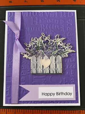 Handmade Happy Birthday Purple Lavender Floral Note Card
