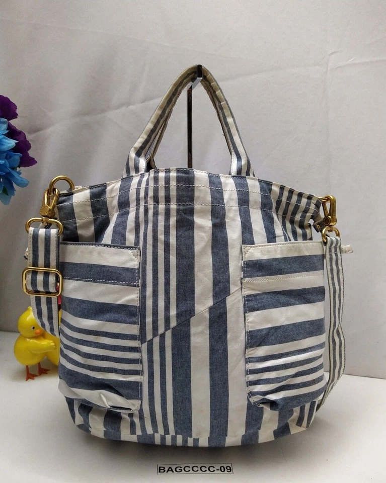 Bolso Bandolera Cartera Marc By Marc Jacobs Azul Oscuro y Blanco Tiras Algodón Foto 3 de 4