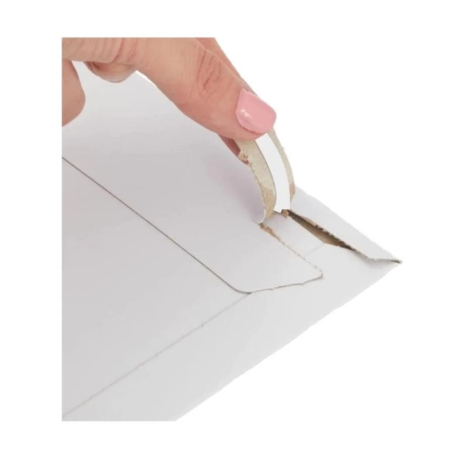 500 - 12.5x9.5 Blanc Rigide Stay Plats Auto Scellant Carton Envelope Expéditeurs - Photo 2/4