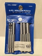 6pc Hollow Punch Set For LEATHER & PLASTIC, RUBBER, PAPER & CORK GASKET MATERIAL