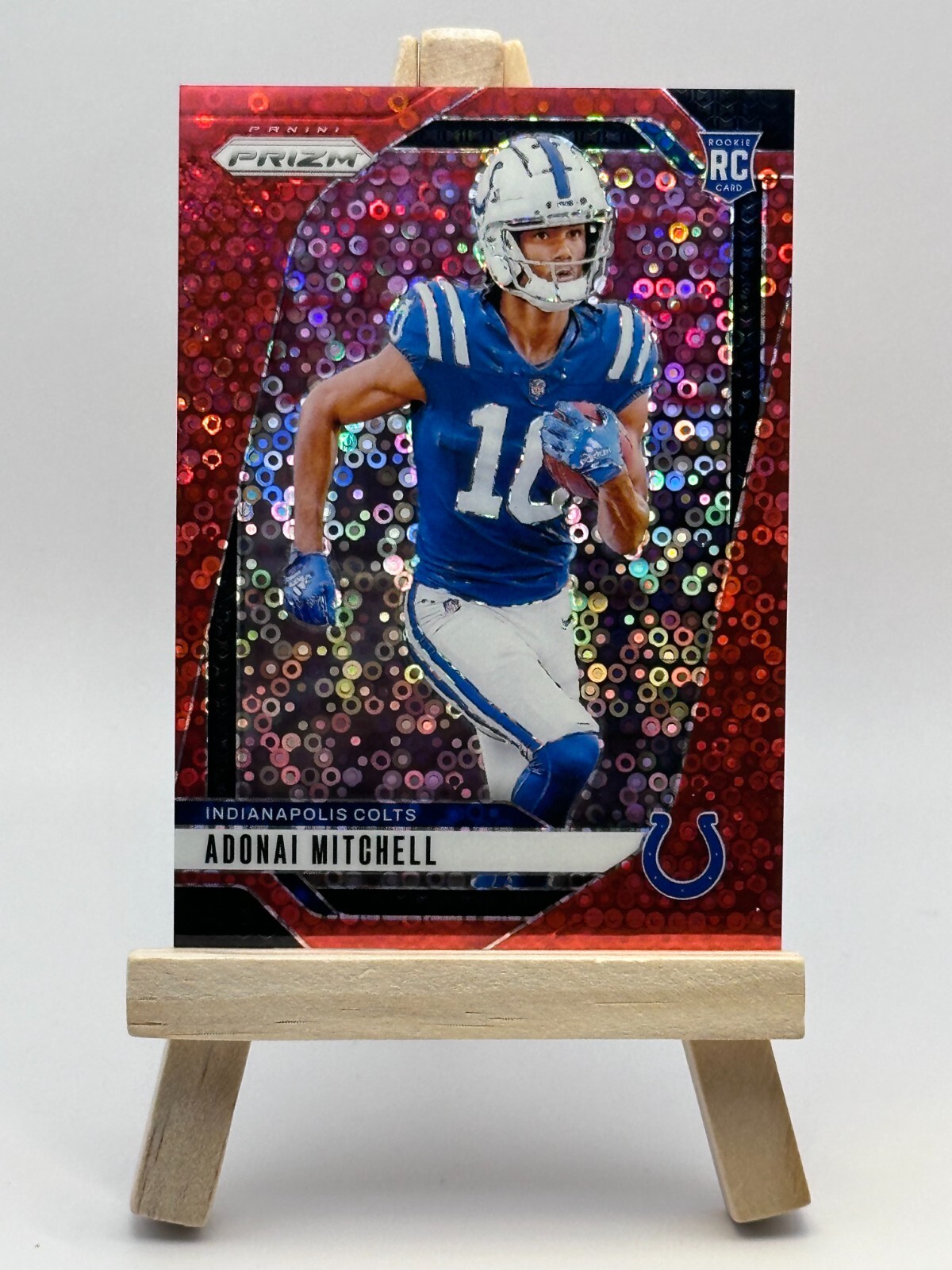 2024 Panini Prizm - Rookies Adonai Mitchell #303 Red No Huddle Prizm /75 (RC)