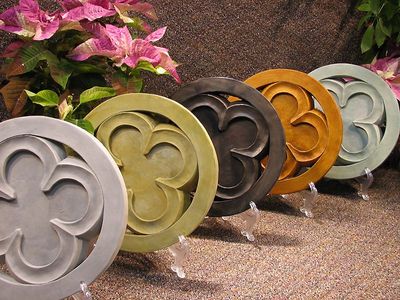 Cast Stone Cement Concrete Gothic Quatrefoil Stepping Stone Outdoor Garden Art