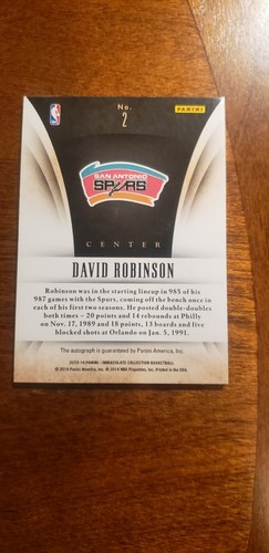 2013-14 Panini Immaculate David Robinson Hall of Fame Heroes Sig AUTO 34/49 - Picture 5 of 7