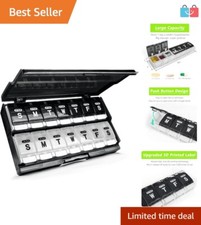 Modern Weekly Pill Box with Push Button   Secure 2 Times a Day Organizer